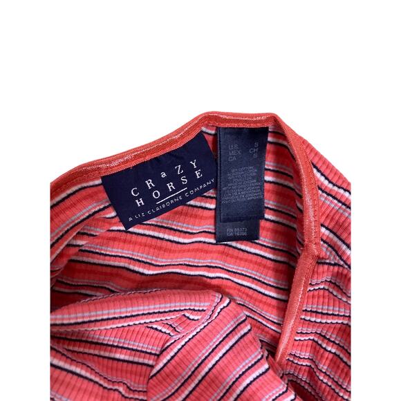 Lot of 2 Striped Baby Tees Women’s Small Y2K Fitted Retro Pink Salmon - Picture 7 of 8